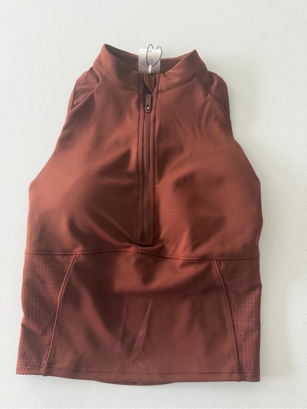 Calia Red Brown 1/2 Zip Crop Active Top